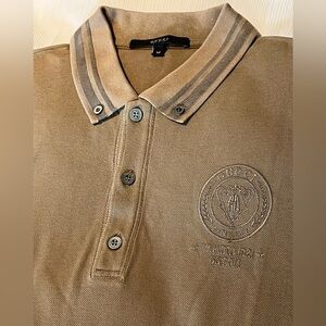 Vintage Men’s Tan/Brown Gucci Button Collar Polo Shirt Size Medium